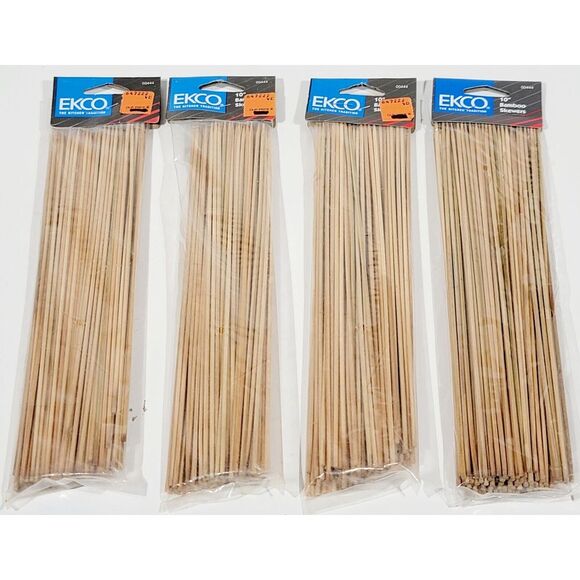 EKCO Brand Bamboo Fruit Appetizer Kabob BBQ Skewers 10" - Picture 1 of 15